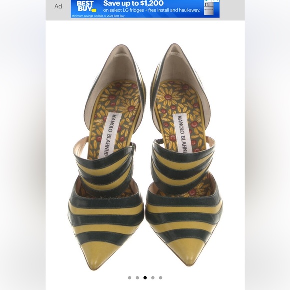 Manolo Blahnik striped d’orsay heels - Picture 3 of 4